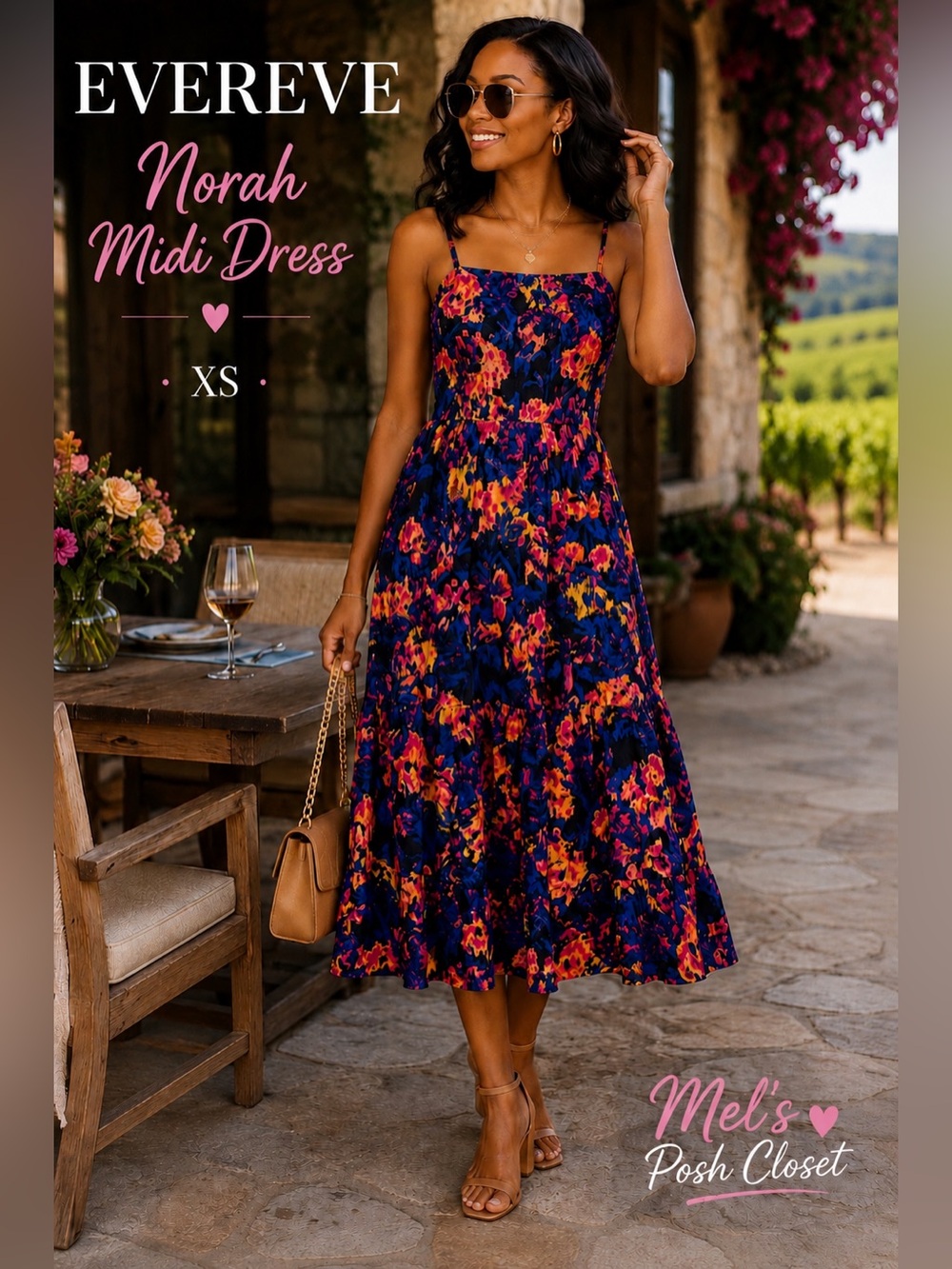 🌺 NWT Evereve Norah Midi Dress – Size XS